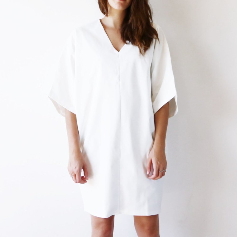 In Black! Hackwith Design House, v-neck drapey tunic dress